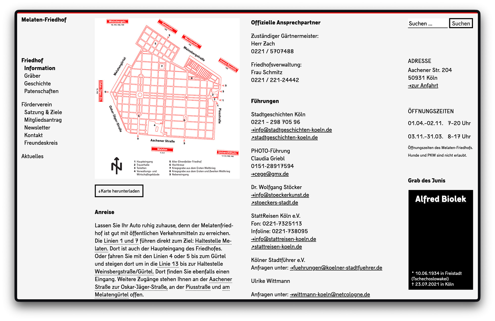 Melaten-Friedhof-Website-Informationen